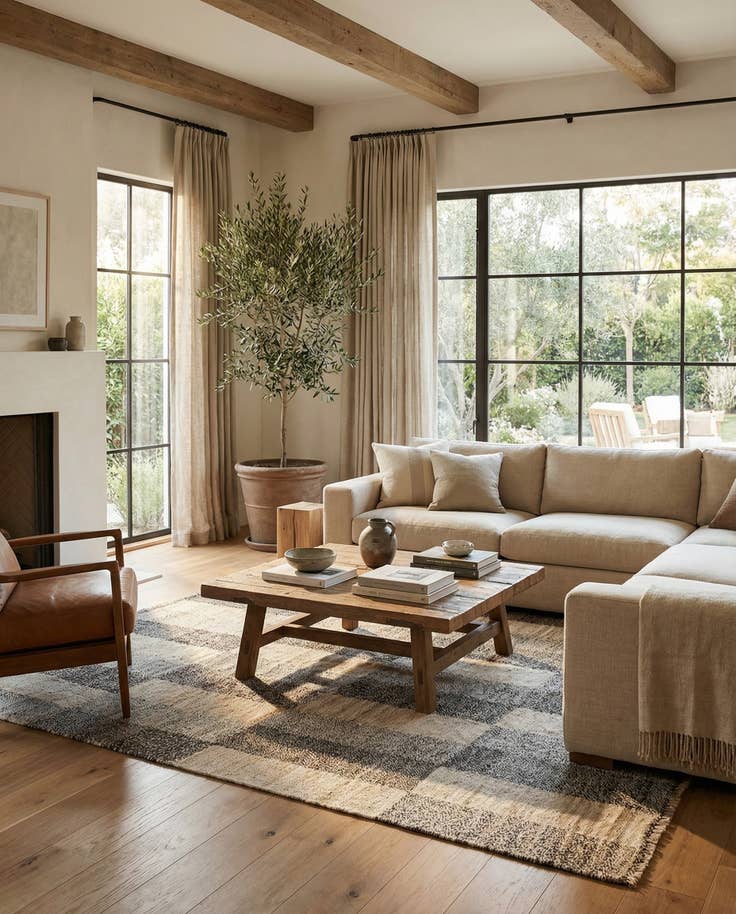 Detail image of 4' 10 x 6' 4 Hand Woven Kilim Modern Wool Rug