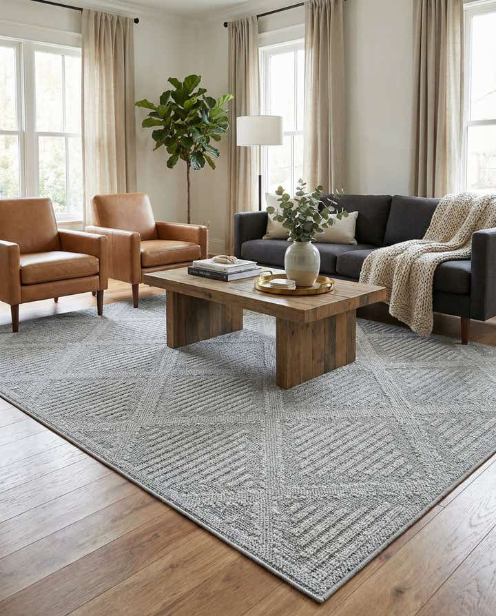 6' 1 x 9' Easy-Clean Lattice Indoor / Outdoor Rug