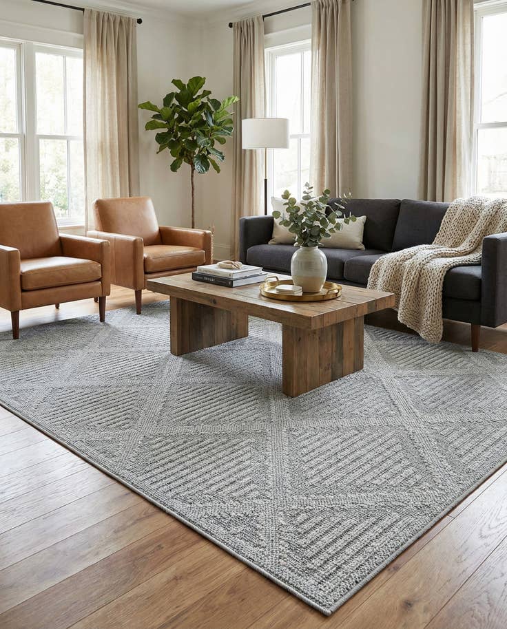 Detail image of 6' 1 x 9' Easy-Clean Lattice Indoor / Outdoor Rug