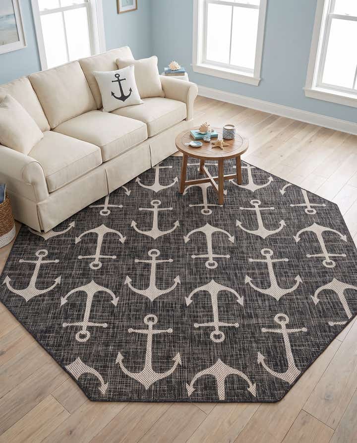 240cm x 240cm Facile à nettoyer Coastal Tapis Intérieur / Extérieur Octogone