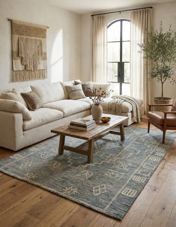 6' 7 x 9' 5 Hand Knotted Moroccan Wool Rug