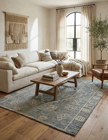 6' 7 x 9' 5 Hand Knotted Moroccan Wool Rug
