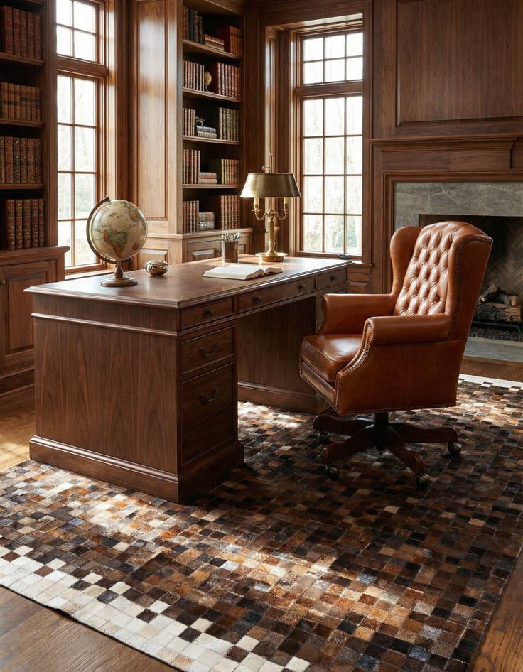 Detail image of 5' x 7' 11 Cowhide Stocks Rug