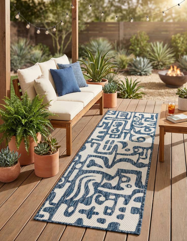 Detail image of 2' x 6'  Washable Modern Indoor / Outdoor Runner Rug