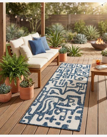 2' x 6' Easy-Clean Modern Indoor / Outdoor Runner Rug