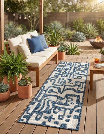 2' x 6' Easy-Clean Modern Indoor / Outdoor Runner Rug
