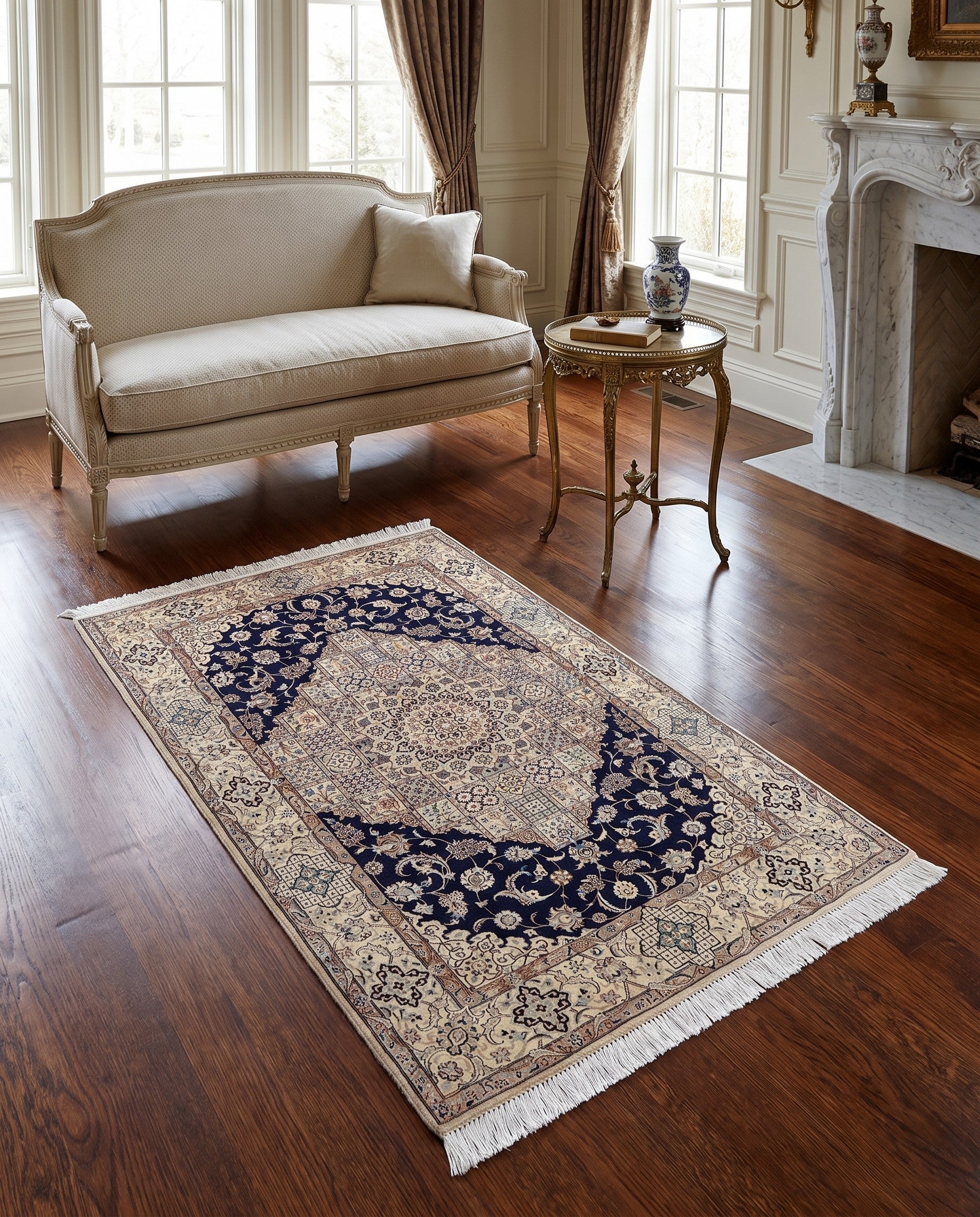 4' 2 x 5' 11 Hand Knotted Nain Persian Rug