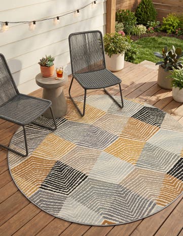 5' x 5' Easy-Clean Modern Indoor / Outdoor Round Rug