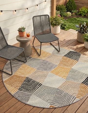 5' x 5' Easy-Clean Modern Indoor / Outdoor Round Rug