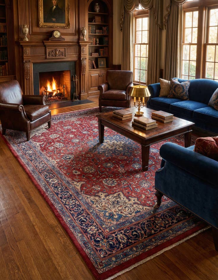 Detail image of 9' 10 x 12' 9  Hand Knotted Farahan Persian Wool Rug