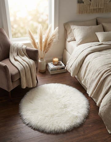 2' x 2' Sheepskin Round Rug