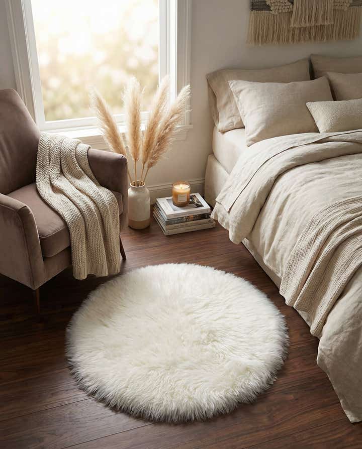2' x 2' Sheepskin Round Rug