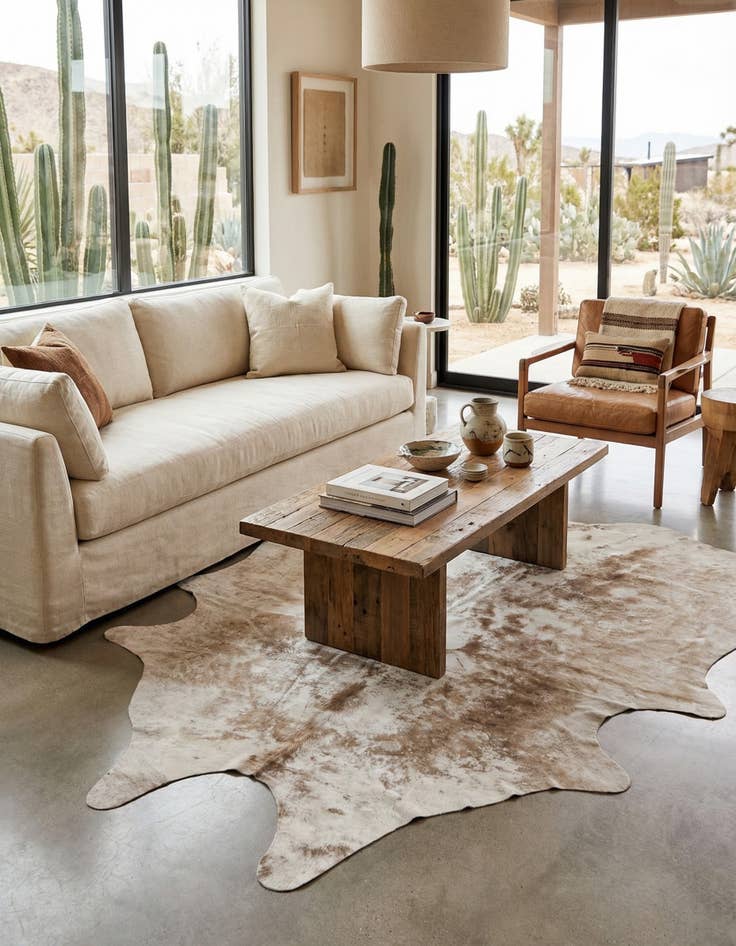 Detail image of  5' 2 x 6' 4 Cowhide Leather Rug