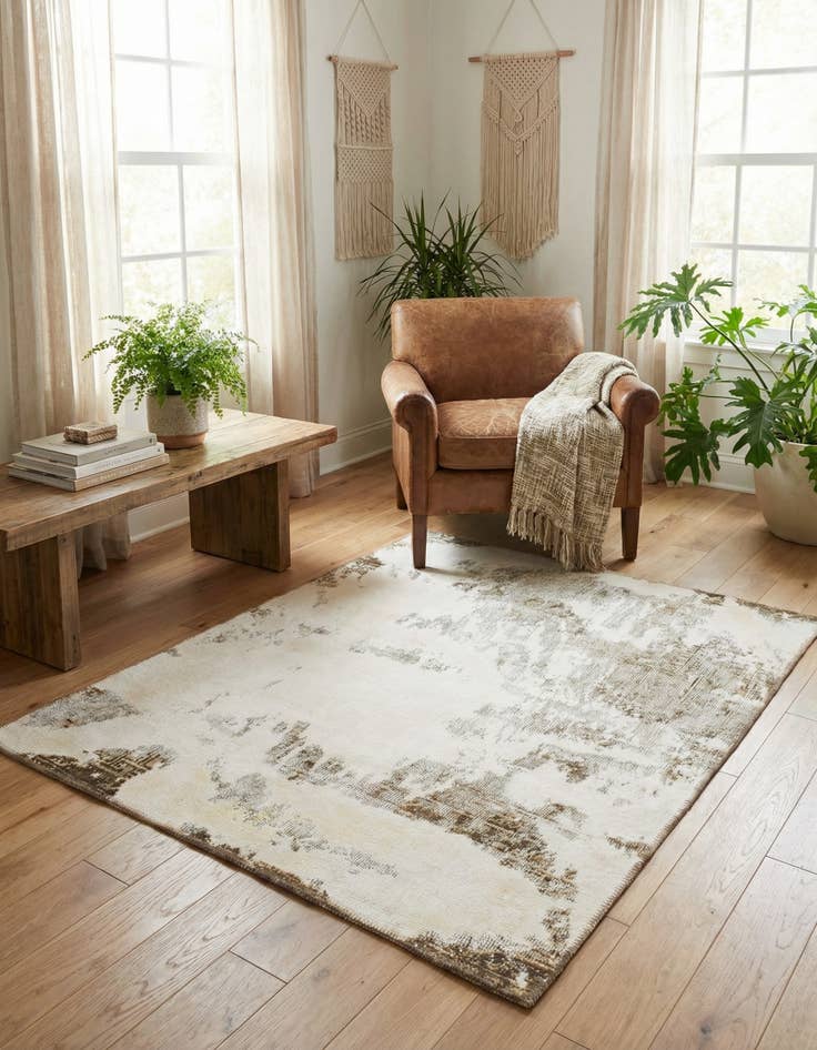 Detail image of 3' 10 x 4'  Hand Knotted Ultra Vintage Persian Wool Square Rug