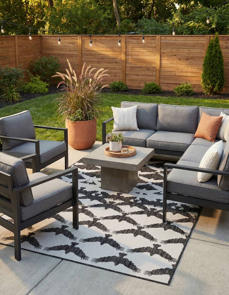 Detail image of 6' x 9' Easy-Clean Modern Indoor / Outdoor Rug