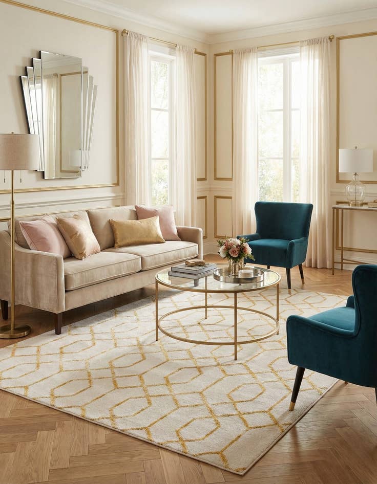 Detail image of  6' x 9'  Marilyn Monroe™ Glam Trellis Rug