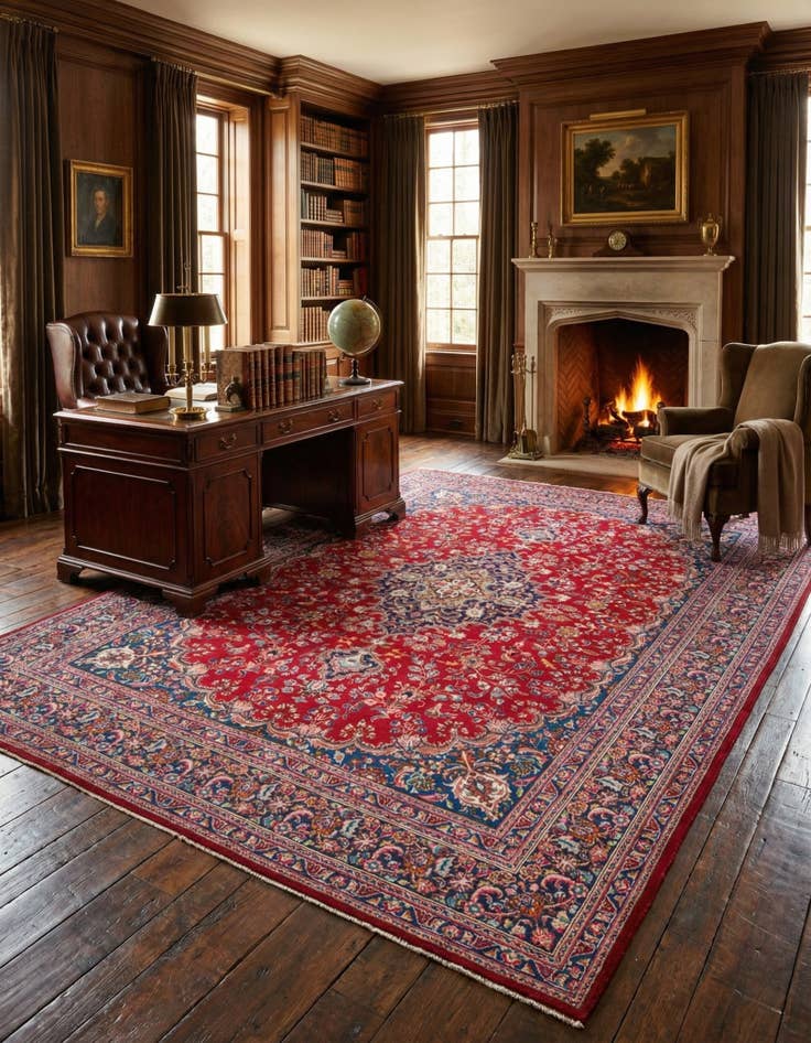 Detail image of 9' 8 x 12' 8 Hand Knotted Farahan Persian Wool Rug