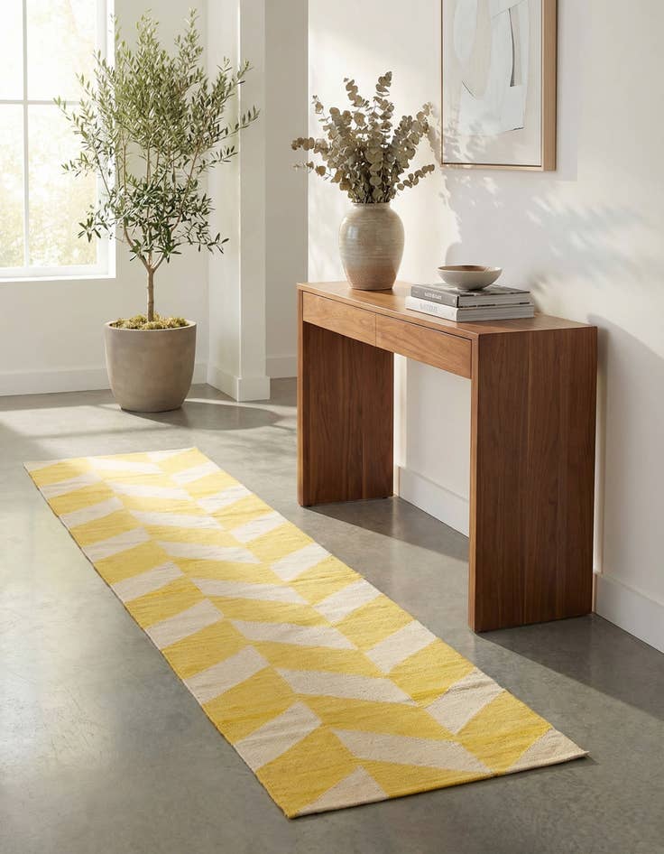 Detail image of 2' 4 x 12' 8  Hand Woven Kilim Modern Wool Runner Rug