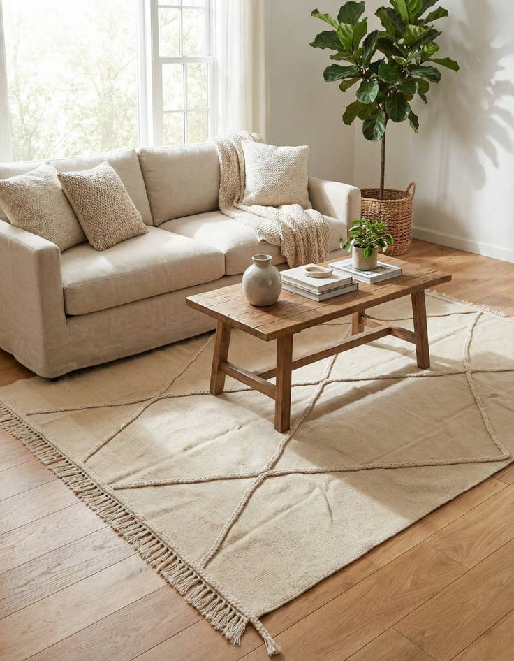 Detail image of 4' 8 x 6' 10  Hand Knotted Moroccan Wool Rug