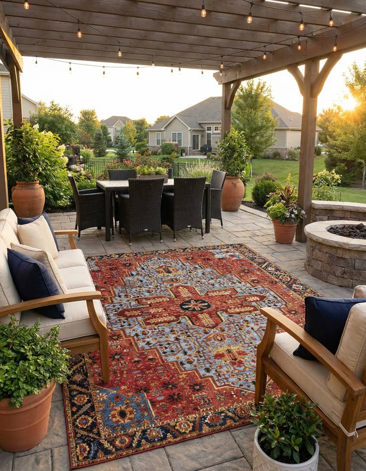 Detail image of 10' x 13'  Washable Traditional Indoor / Outdoor Rug