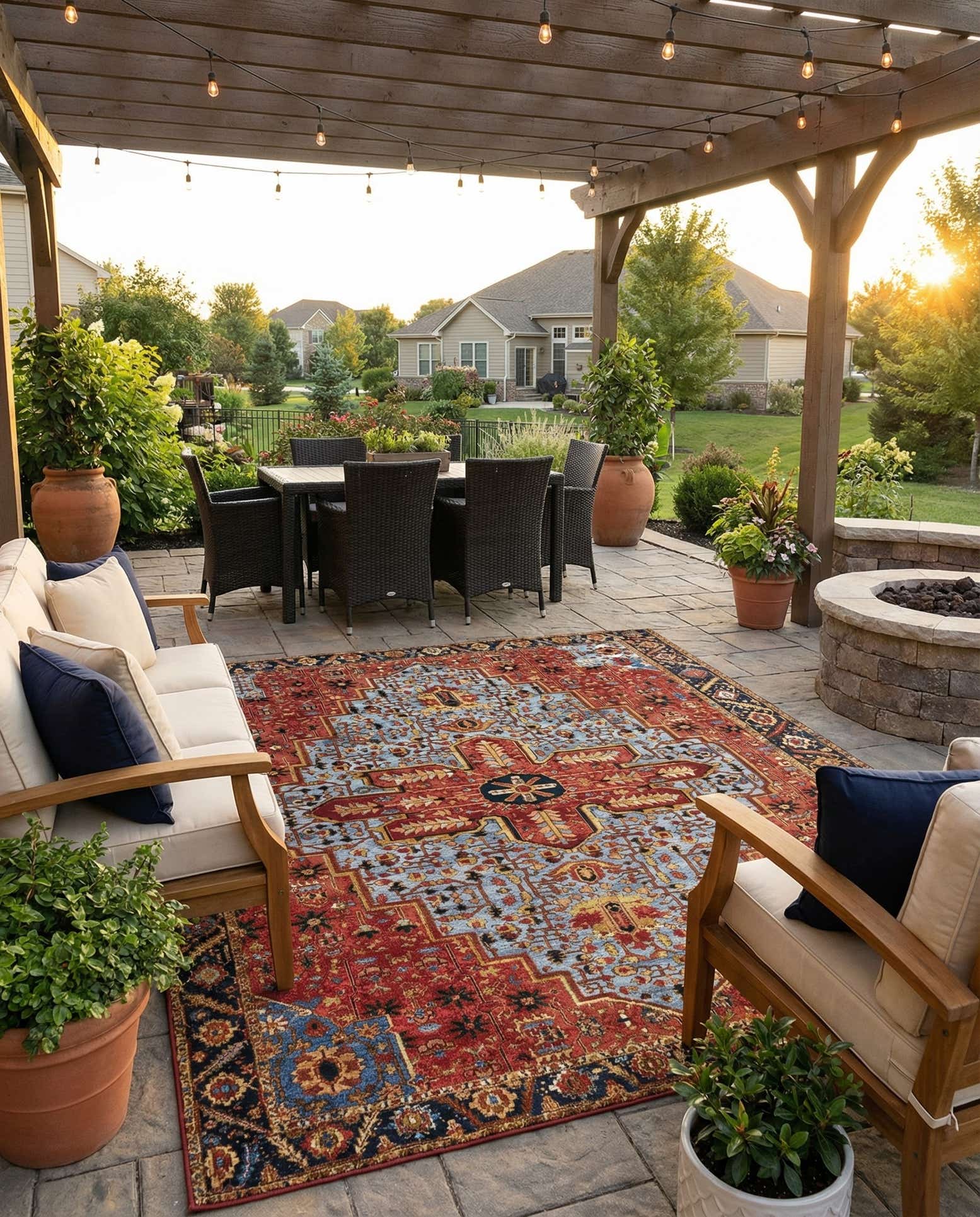 10' x 13' Easy-Clean Traditional Indoor / Outdoor Rug