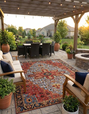 10' x 13' Easy-Clean Traditional Indoor / Outdoor Rug