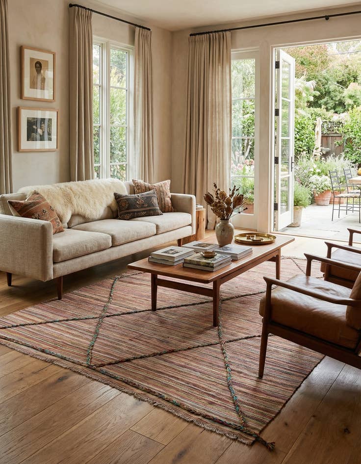 Detail image of  5' 4 x 7' 4  Hand Woven Kilim Modern Wool Rug