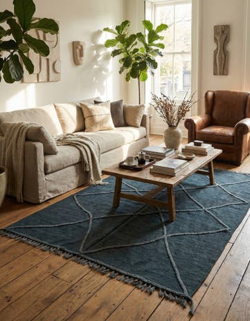 4' 1 x 6' 4 Hand Woven Kilim Modern Wool Rug