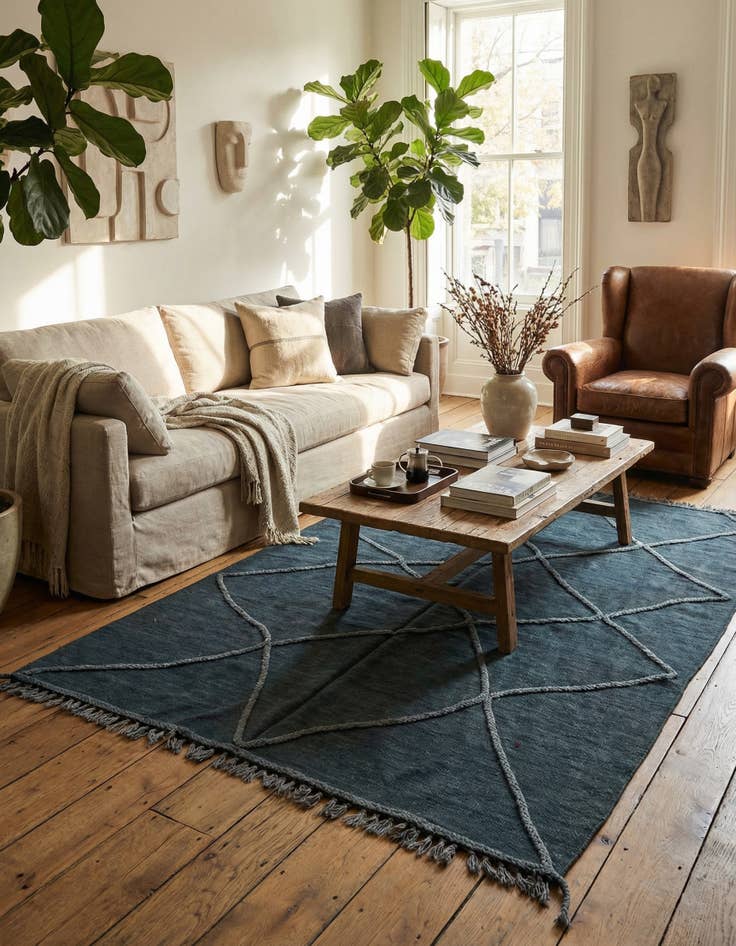 Detail image of 4' 1 x 6' 4  Hand Woven Kilim Modern Wool Rug