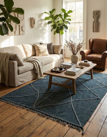 4' 1 x 6' 4 Hand Woven Kilim Modern Wool Rug