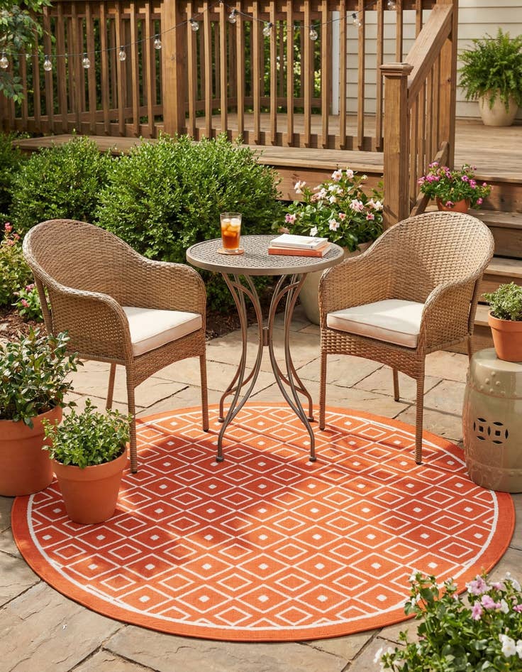 Detail image of 7' x 7'  Washable Trellis Indoor / Outdoor Round Rug