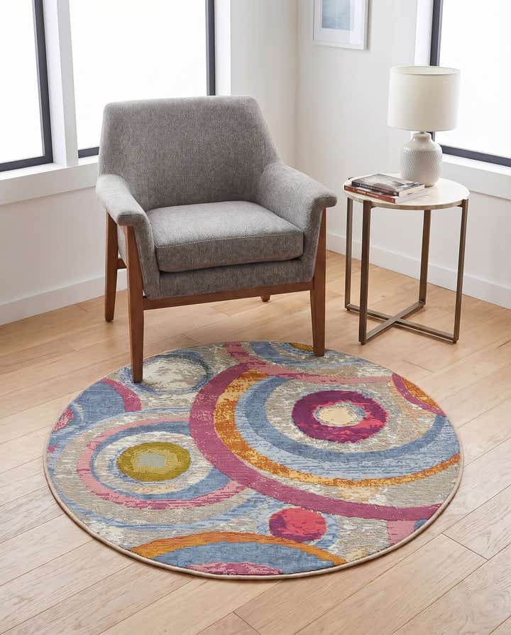 3' x 3' Easy-Clean Modern Indoor / Outdoor Round Rug