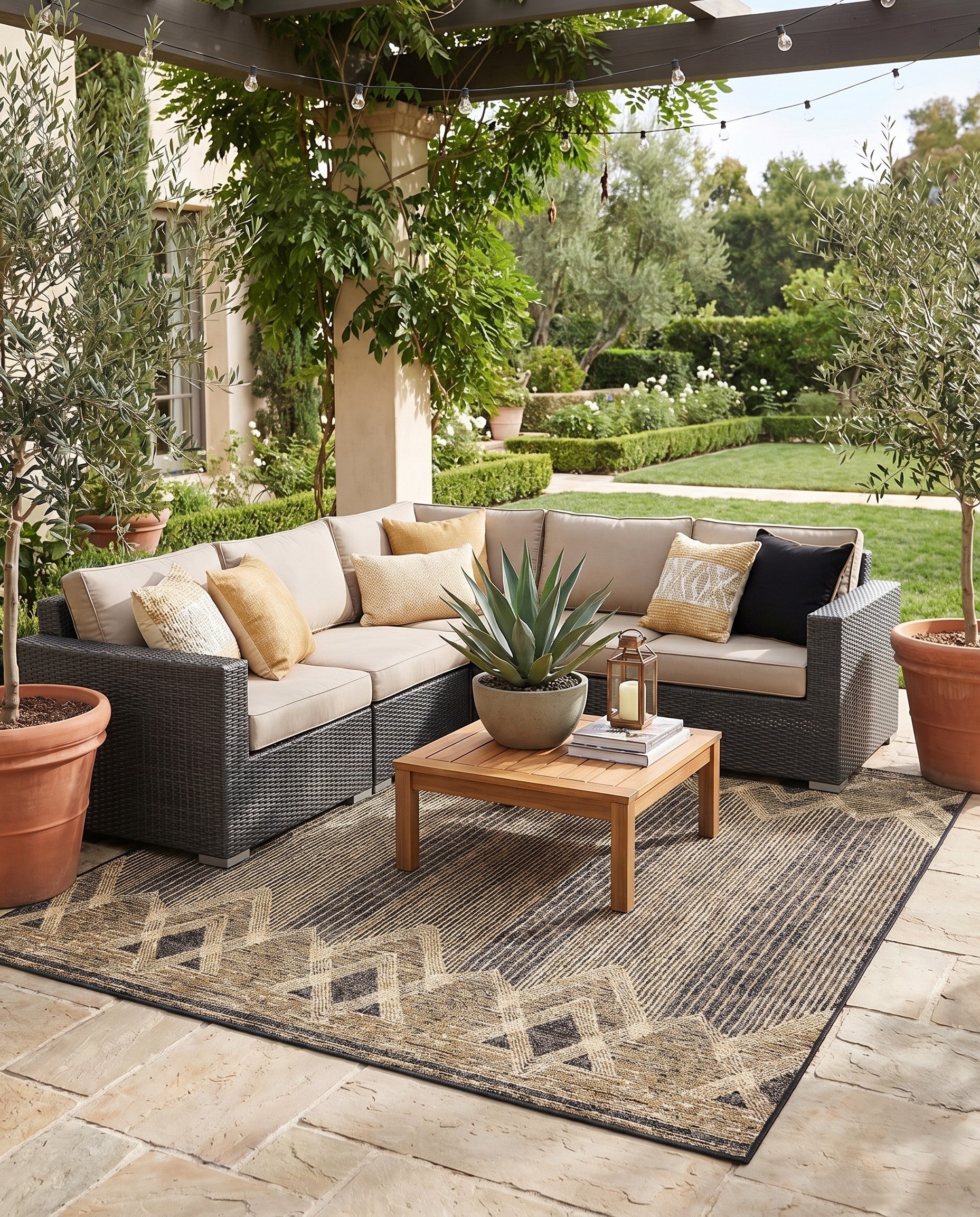 Charcoal Easy-Clean Modern Indoor / Outdoor Square Rug