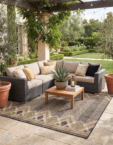 Charcoal Easy-Clean Modern Indoor / Outdoor Square Rug
