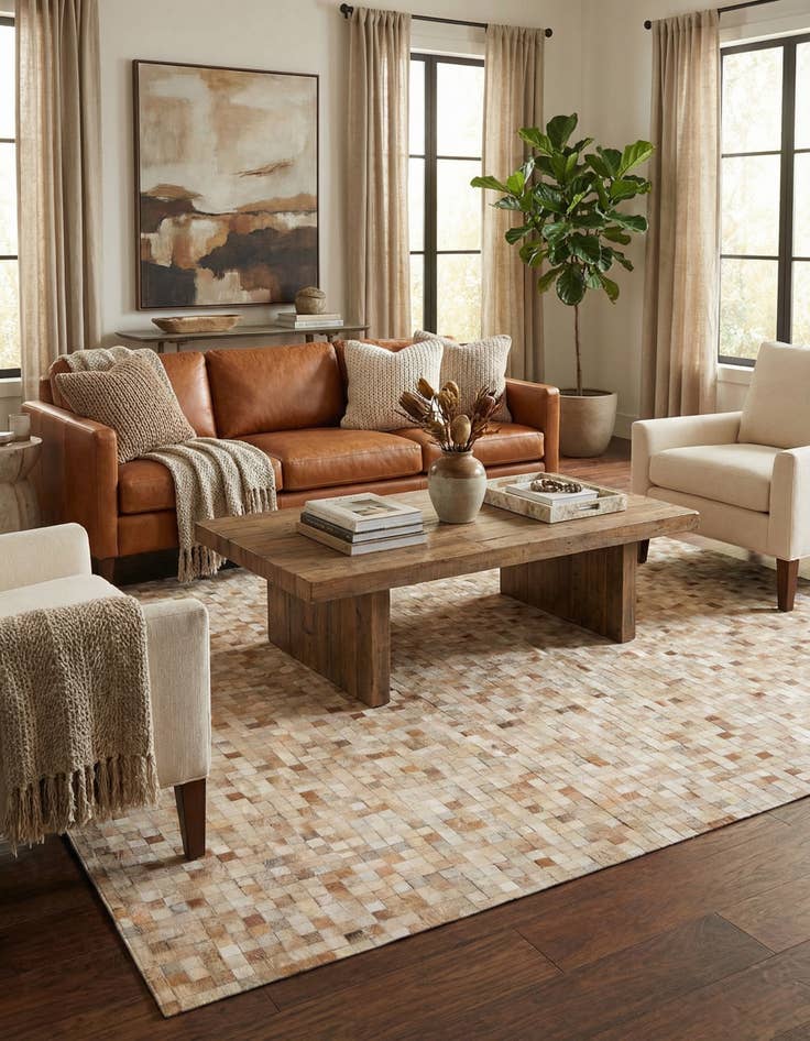 Detail image of  8' 1 x 10' Cowhide - Patchwork Rug