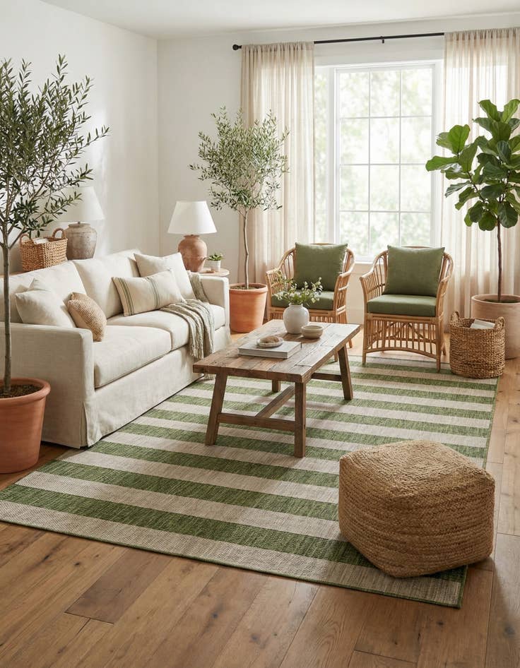 Detail image of 9' x 12'  Washable Striped Indoor / Outdoor Rug