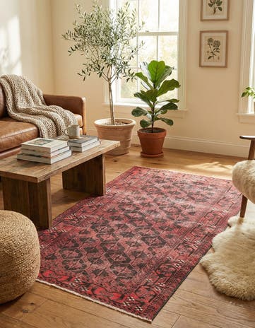 3' 7 x 7' Hand Knotted Ultra Vintage Persian Wool Rug