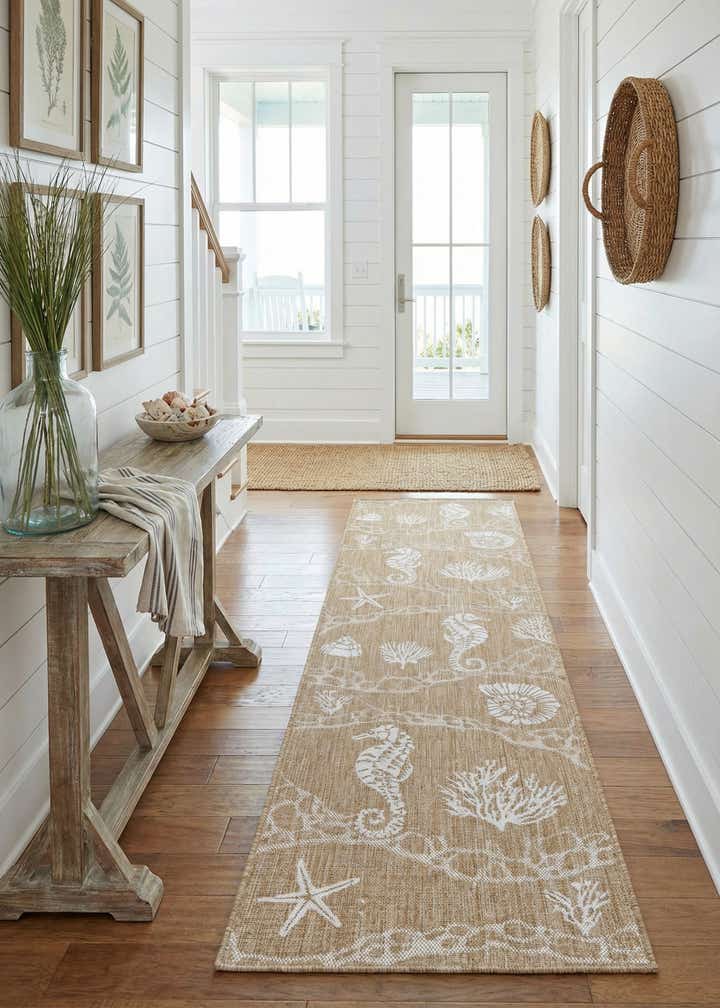 2' 7 x 12' Easy-Clean Coastal Indoor / Outdoor Runner Rug