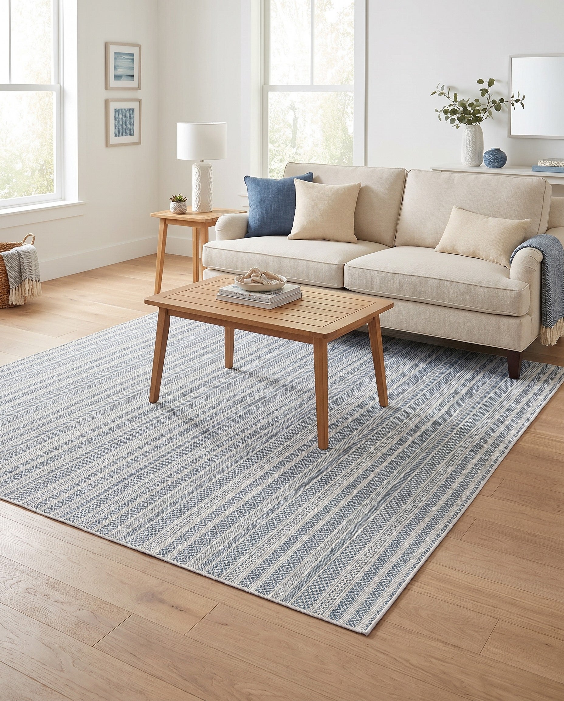 7' 10 x 7' 10 Easy-Clean Ribbon Indoor / Outdoor Square Rug