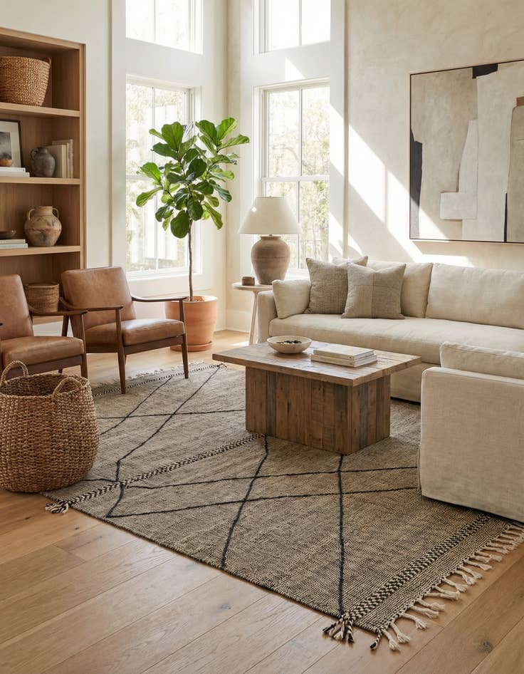 Detail image of 6' 8 x 9' 6  Hand Knotted Moroccan Wool Rug