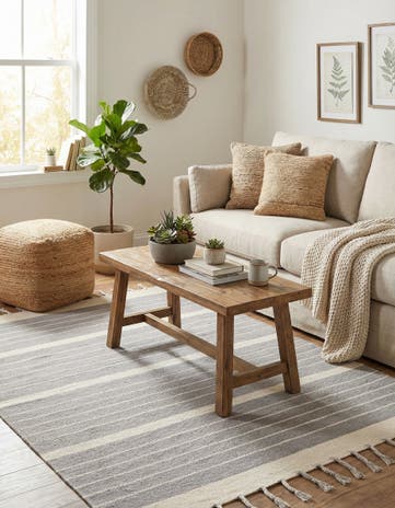 5' 1 x 8' Hand Woven Chindi Cotton Rug