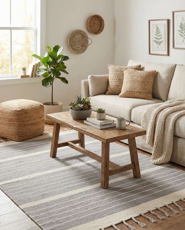 5' 1 x 8' Hand Woven Chindi Cotton Rug