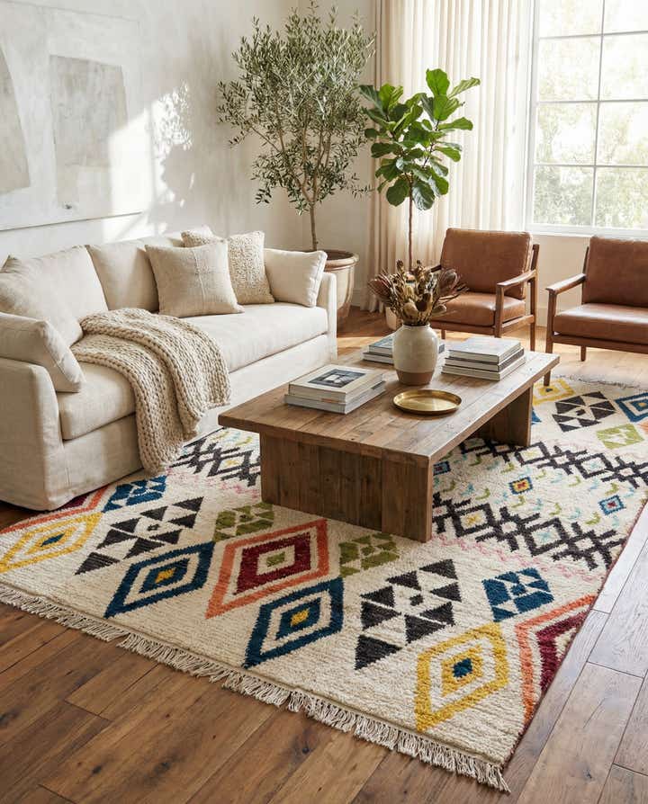 6' 2 x 9' 8 Hand Knotted Moroccan Wool Rug