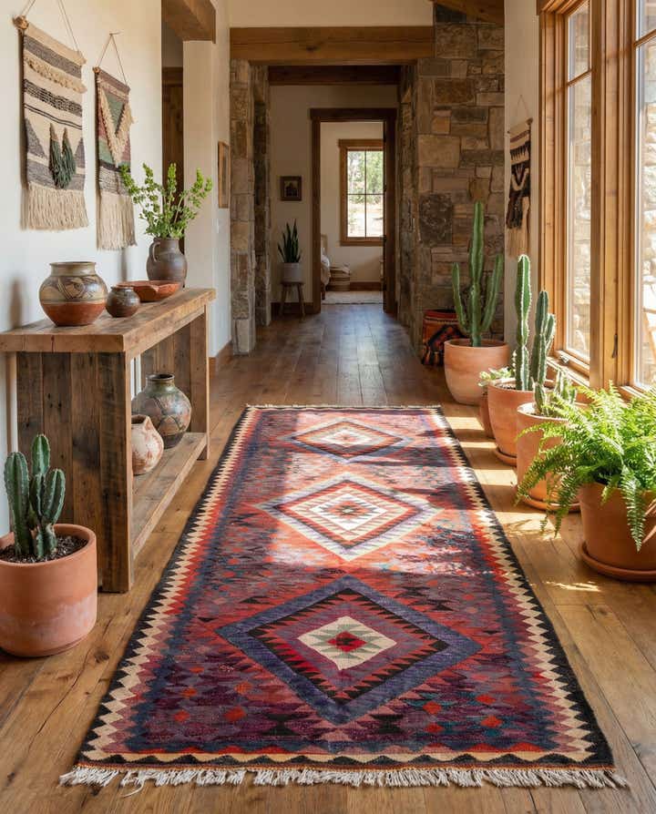 4' 2 x 9' 9 Hand Woven Kilim Fars Wool Runner Rug