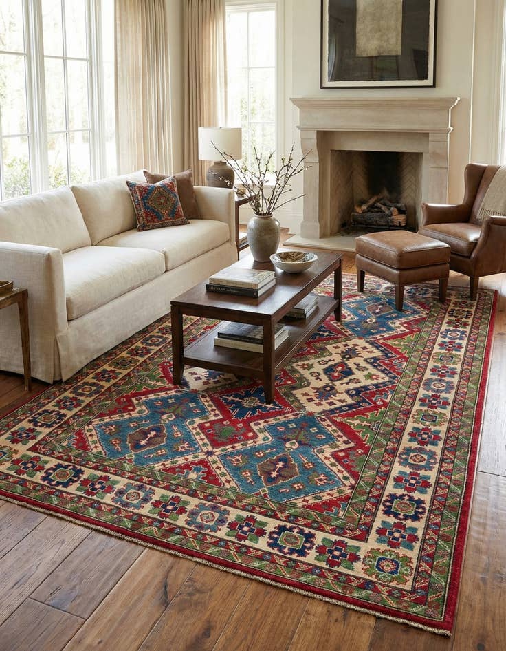 Detail image of 6' 1 x 9'  Hand Knotted Kazak Rug