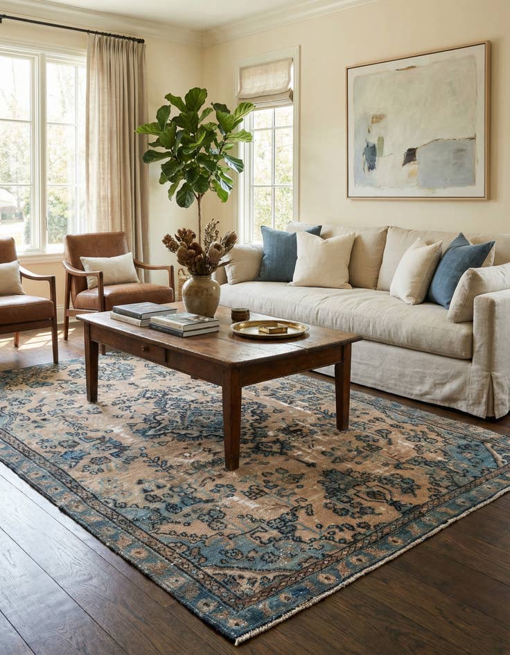 Detail image of 5' 3 x 8' 6  Hand Knotted Ultra Vintage Persian Wool Rug