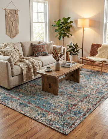 Teal blue Hand Woven Chenille Jute Rug