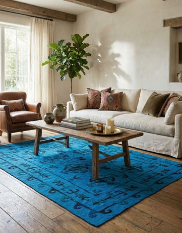 5' 7 x 7' 4 Hand Woven Kilim Suzani Wool Rug
