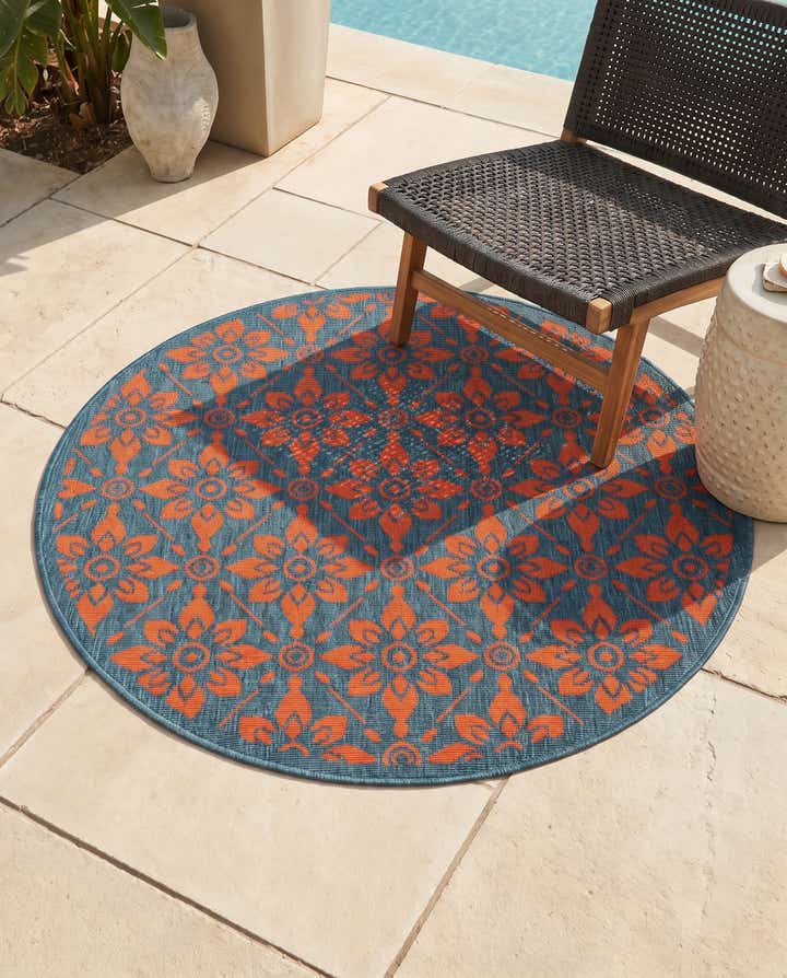 4' x 4' Easy-Clean Trellis Indoor / Outdoor Round Rug