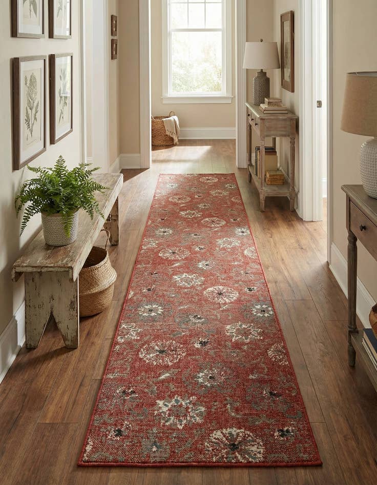 Detail image of 2' 7 x 12' Easy-Clean Botanical Indoor / Outdoor Runner Rug